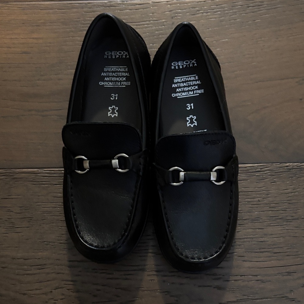 Geox Kids Elegant Black Slip-On Loafers